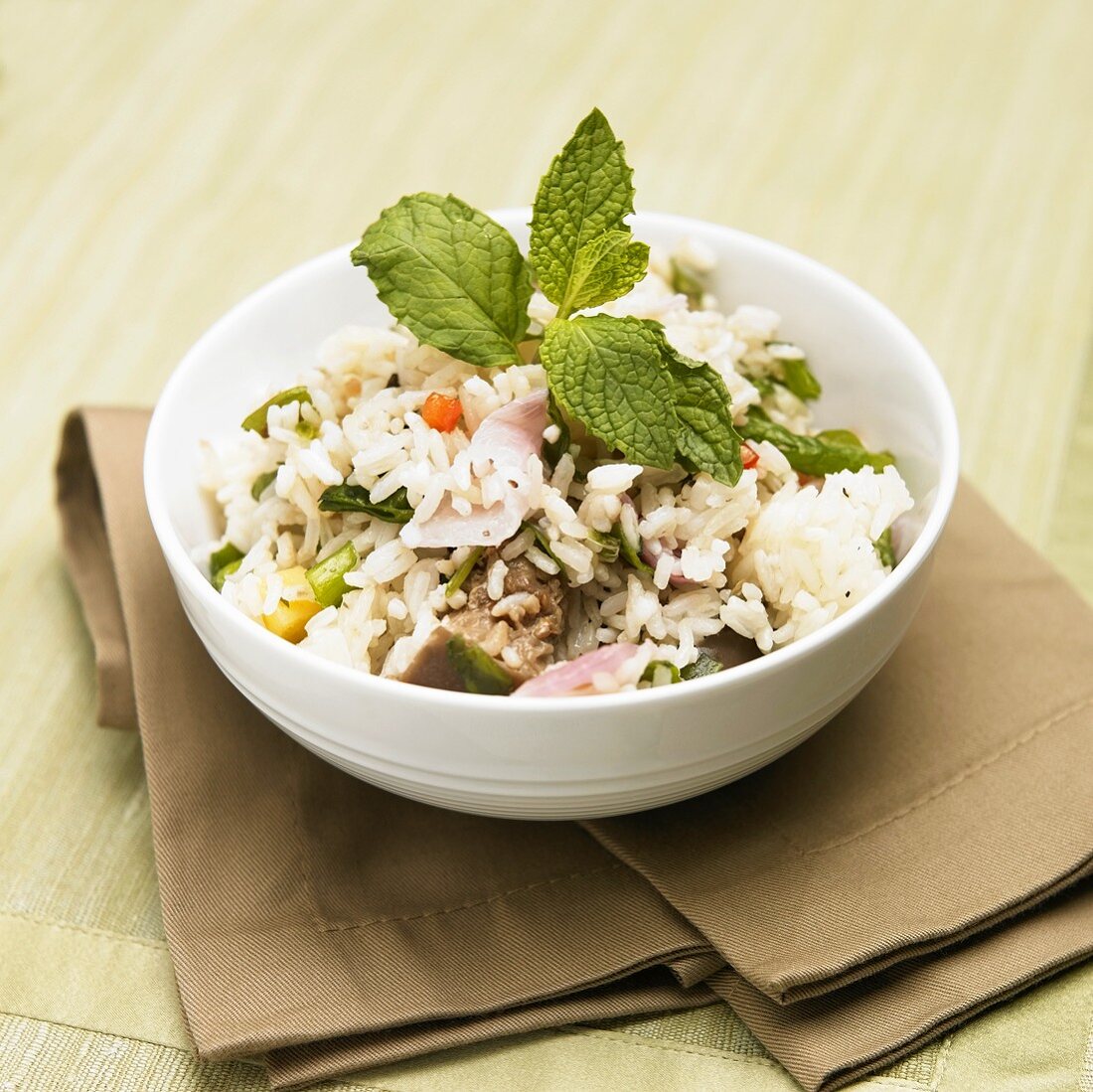 Vegetable White Rice Garnished with Mint