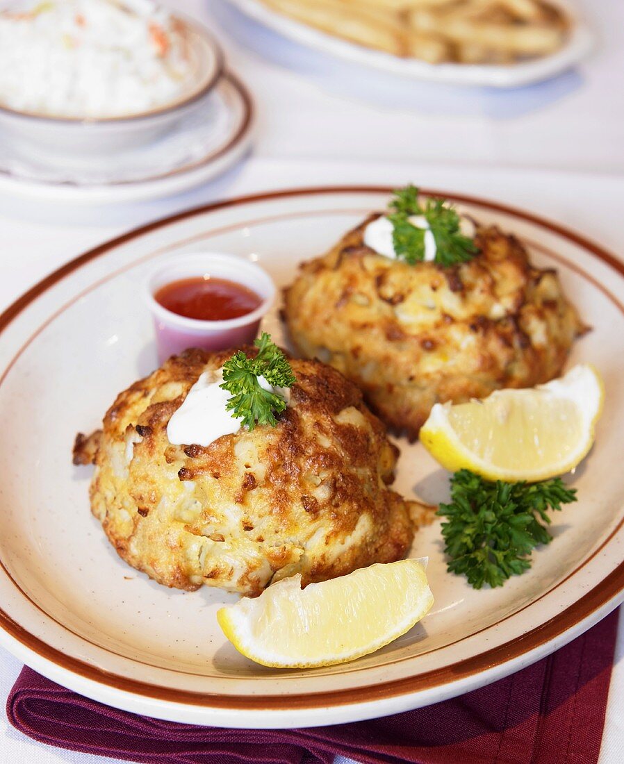 Two Lump Crab Cakes with Lemon Slices