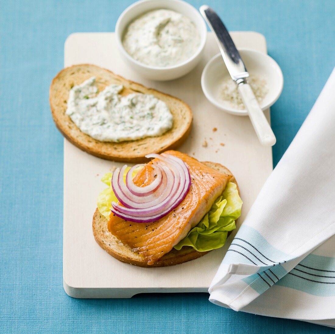 Salmon Sandwich with Red Onion