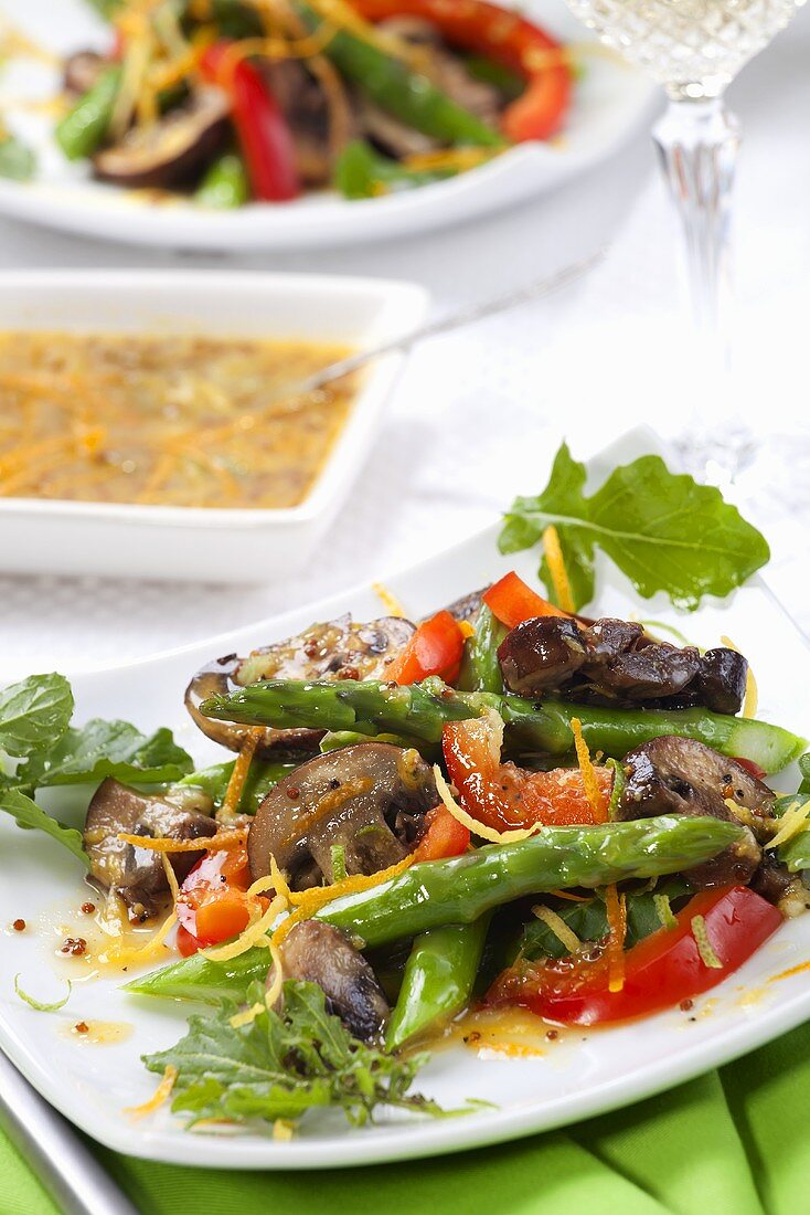 Asparagus, Mushroom and Bell Pepper Salad with Citrus Dressing