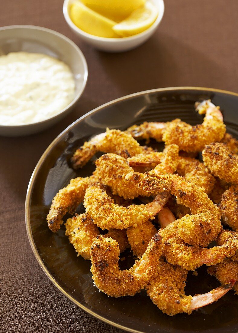 Plate of Crispy Baked Breaded Shrimp