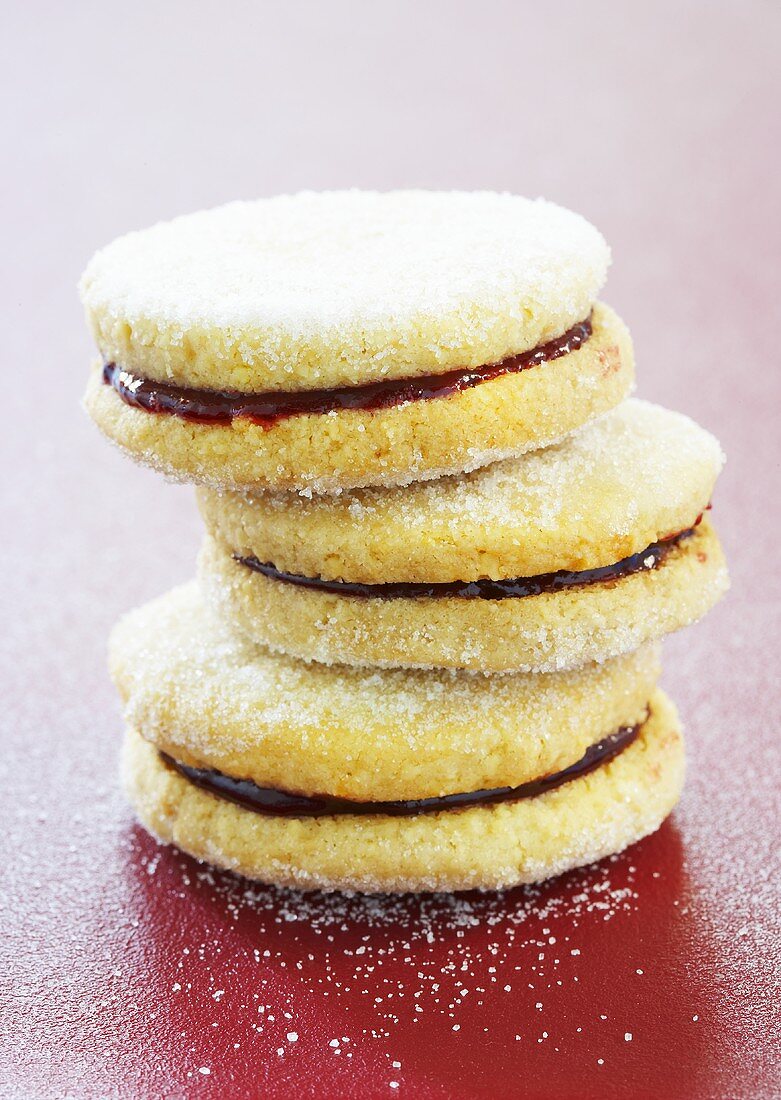 Stacked Raspberry Almond Cookies