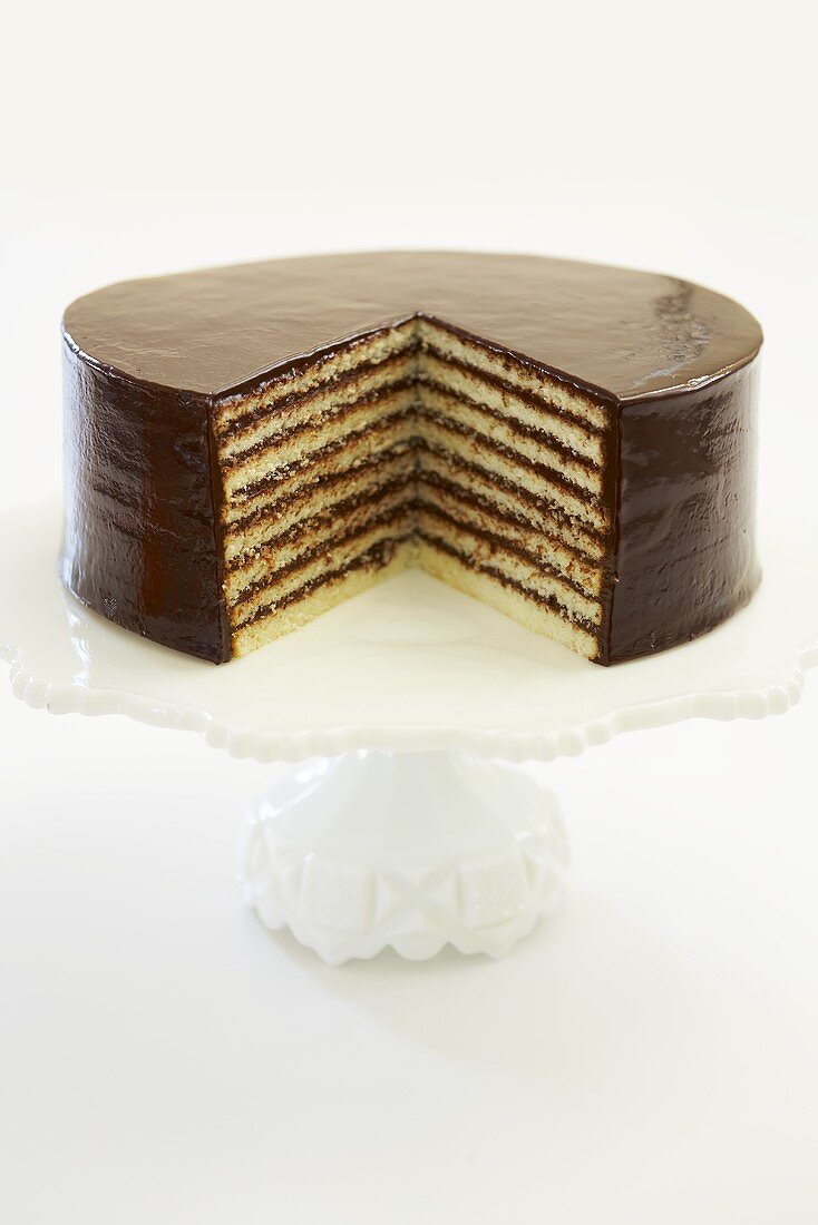 Smith Island Layer Cake with Slice Removed