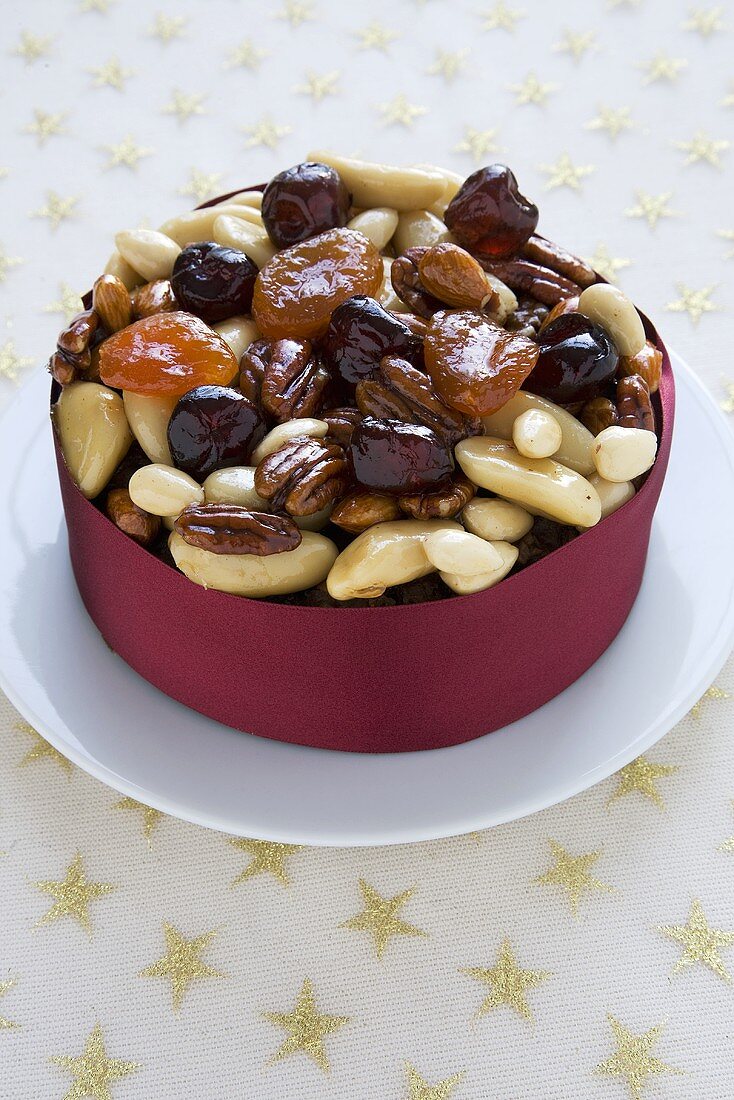 Fruit and Nut Cake with Ribbon