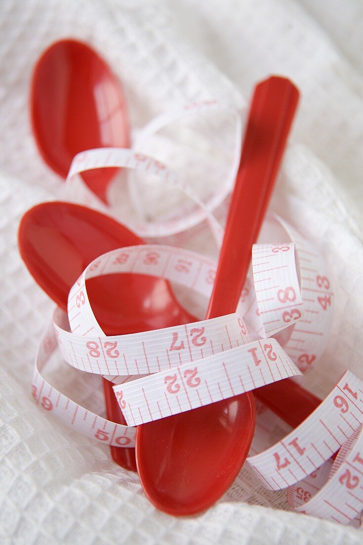Measuring Tape with Plastic Red Spoons