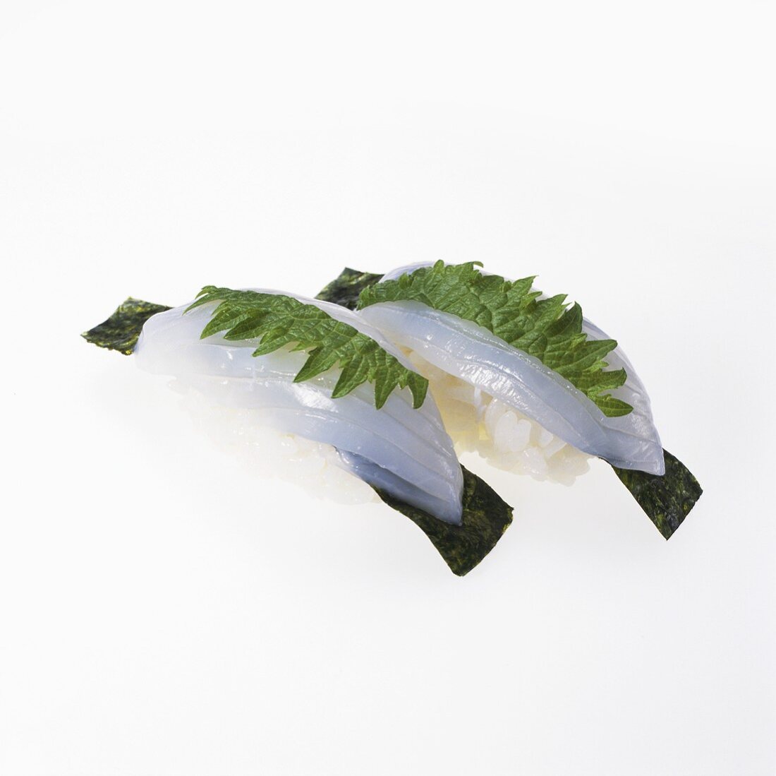 Squid Sushi on White