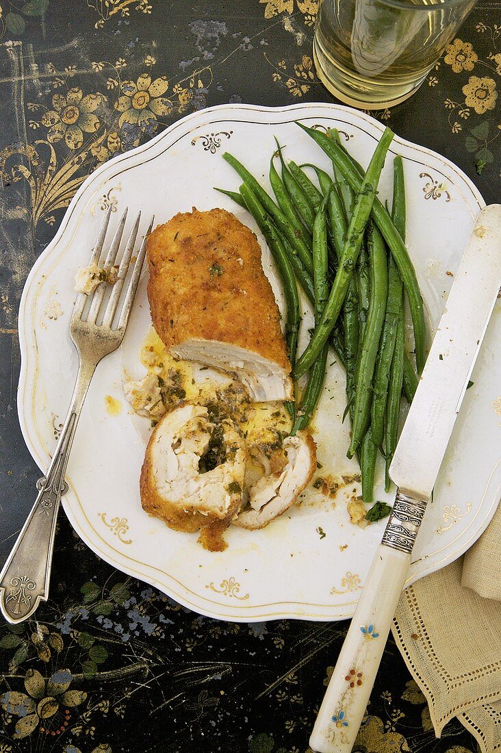 Chicken Kiev with Green Beans