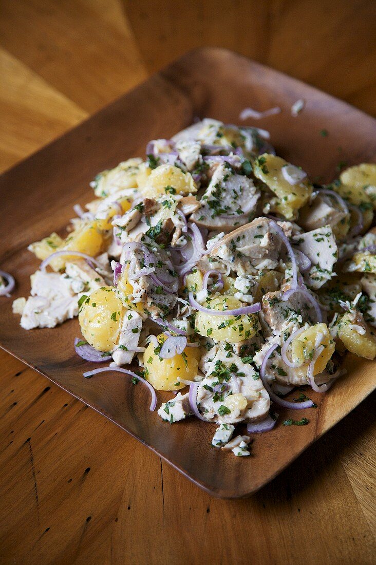 Plate of Chicken and Potato Salad