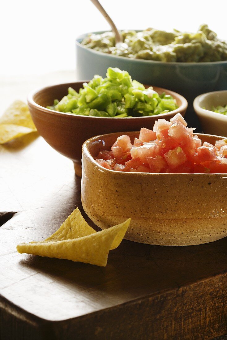 Guacamole Ingredients, Chips and Guacamole