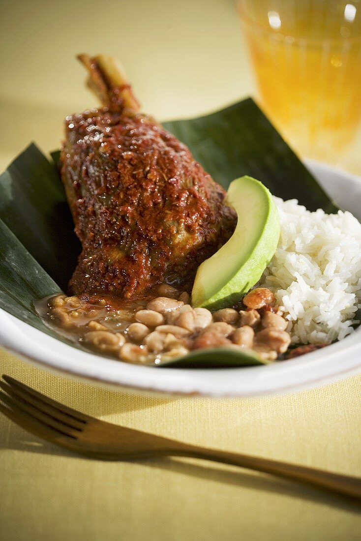 Lamb Shank with Beans and Rice