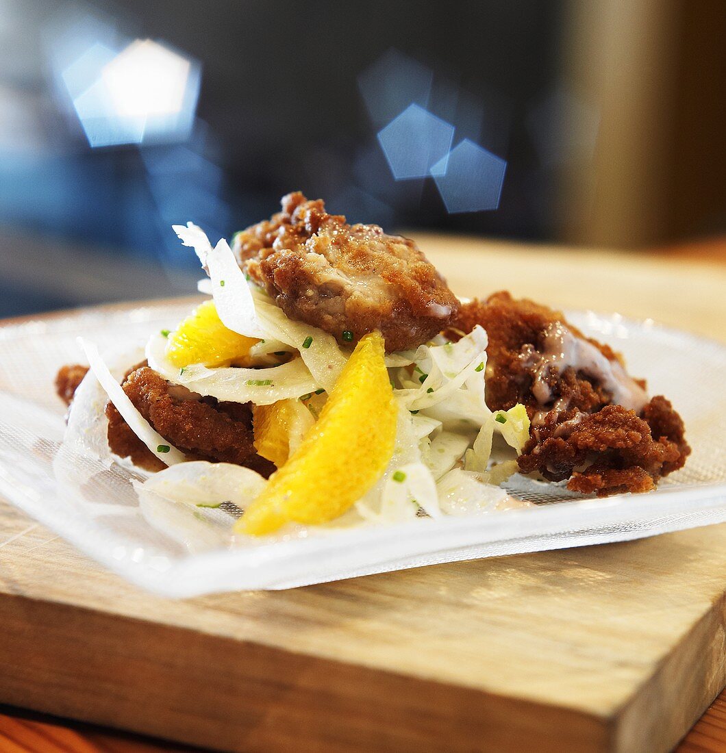 Fried Oysters with Citrus Segments