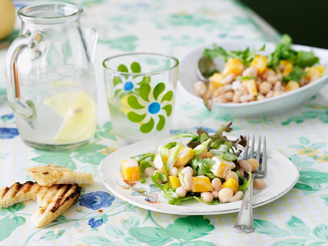 Vegetarian Bean and Squash Salad on a Plate on Table