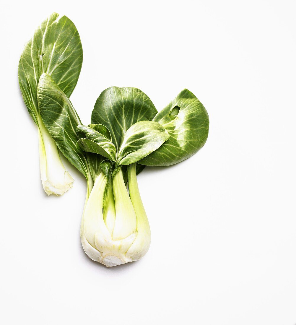 Baby Bok Choy on White Background