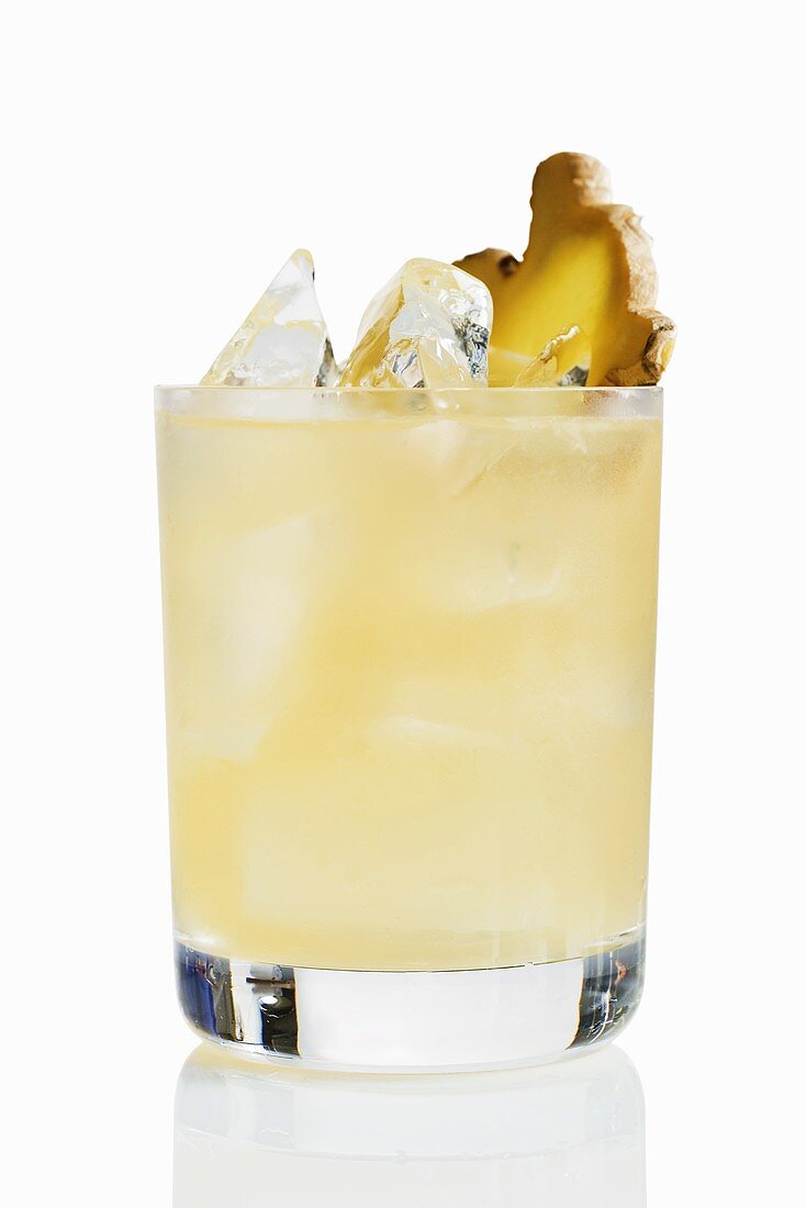 Ginger Sour Cocktail on White Background