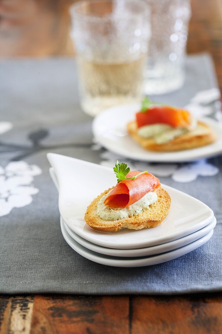 Salmon Bruschetta Appetizer