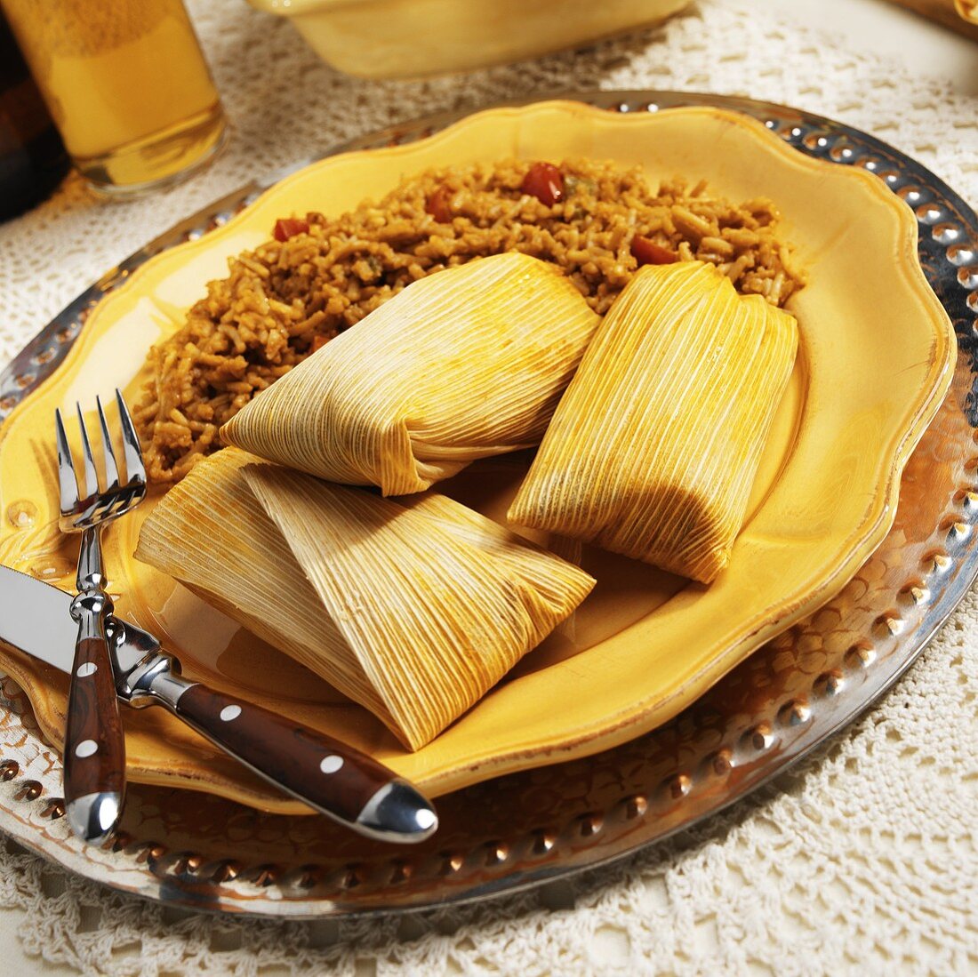 Beef Tamale with Spanish Rice