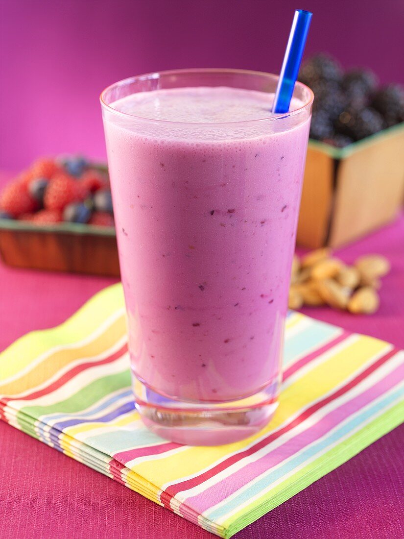 Berry Breakfast Smoothie with Straw