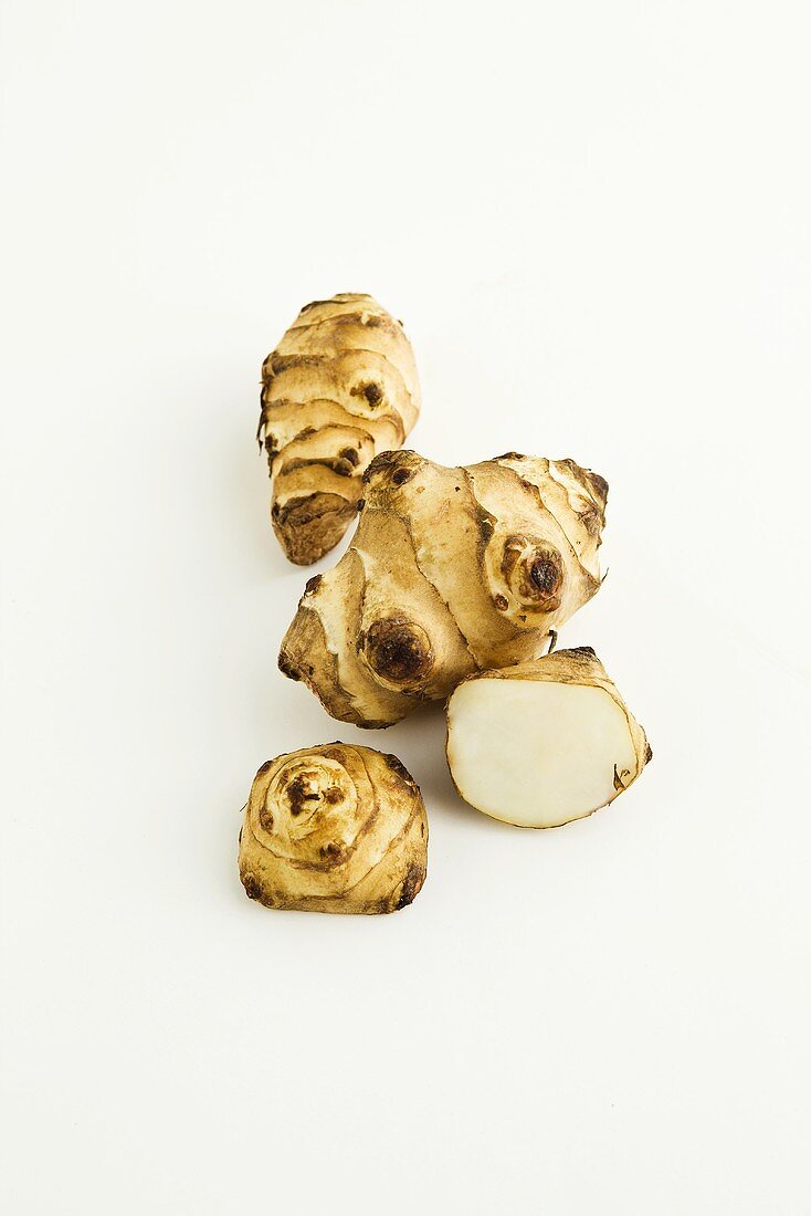 Jerusalem Artichoke; Sunchoke; On White Background