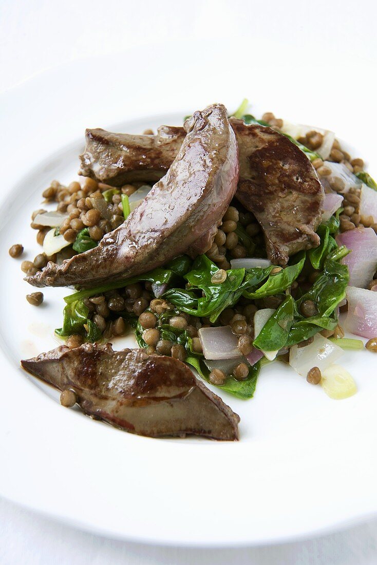 Lambs Liver with Lentils and Spinach