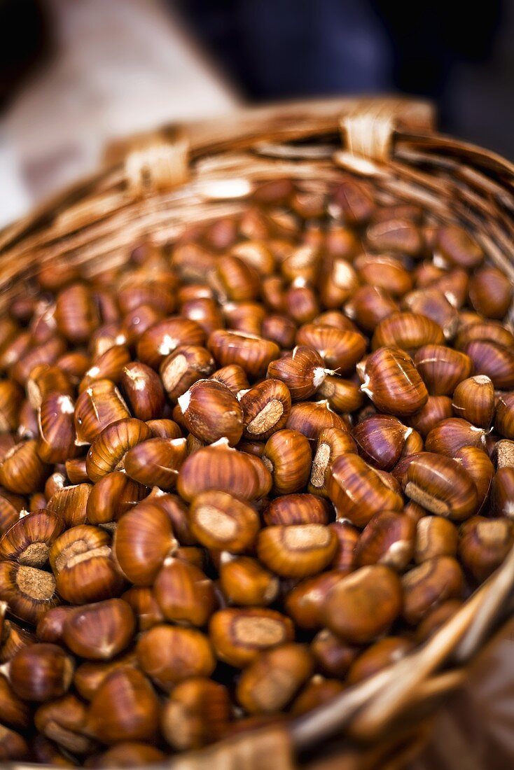 Roasted Chestnuts in a Basket