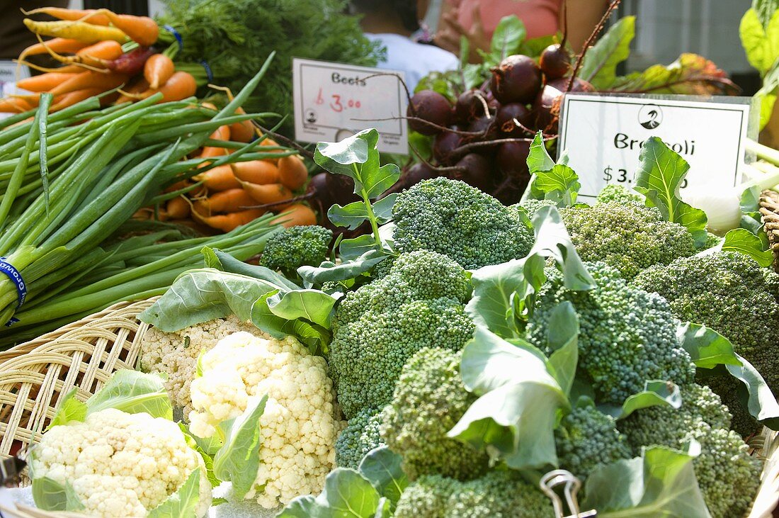 Frisches Gemüse auf dem Markt (Vermont, USA)