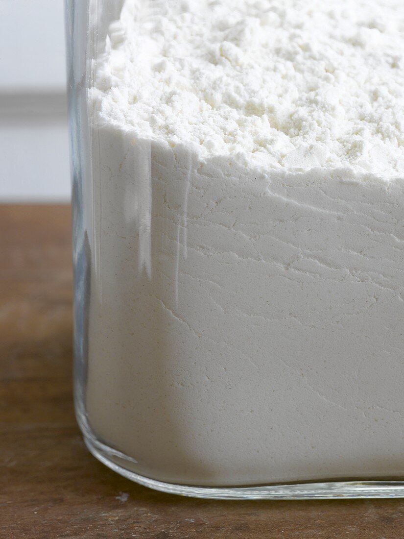 White Flour in a Glass Jar