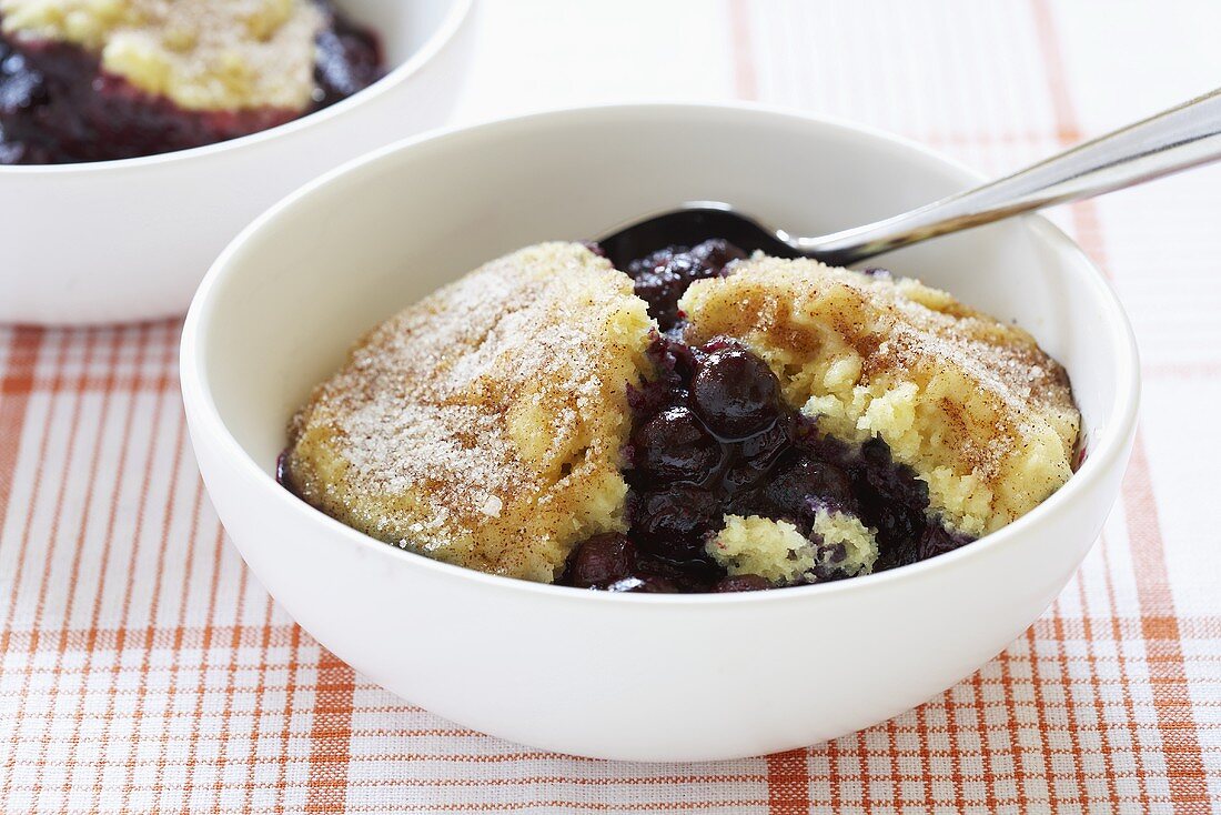 Blueberry Grunt in a Bowl; Spoon