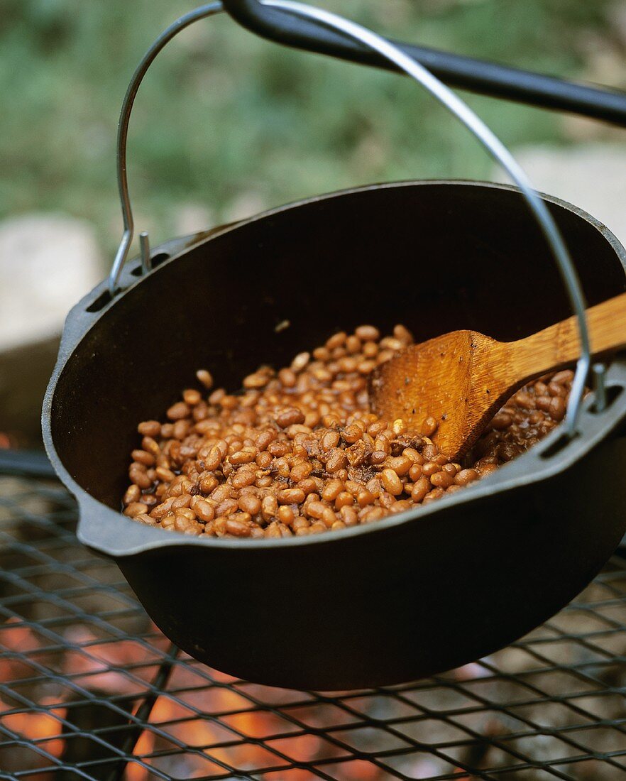 Barbecue Baked Beans Over the Fire