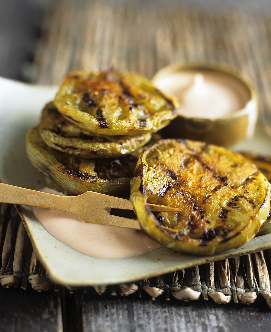 Grilled Green Tomatoes with Cajun Dressing