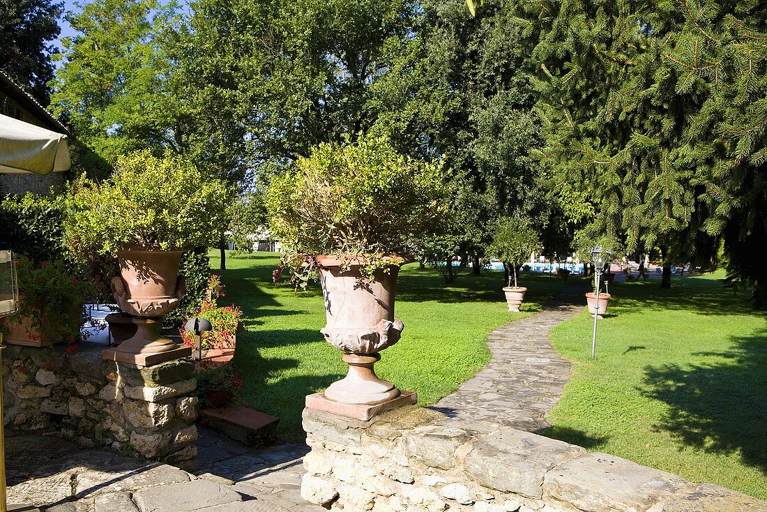 View from a terrace to a park