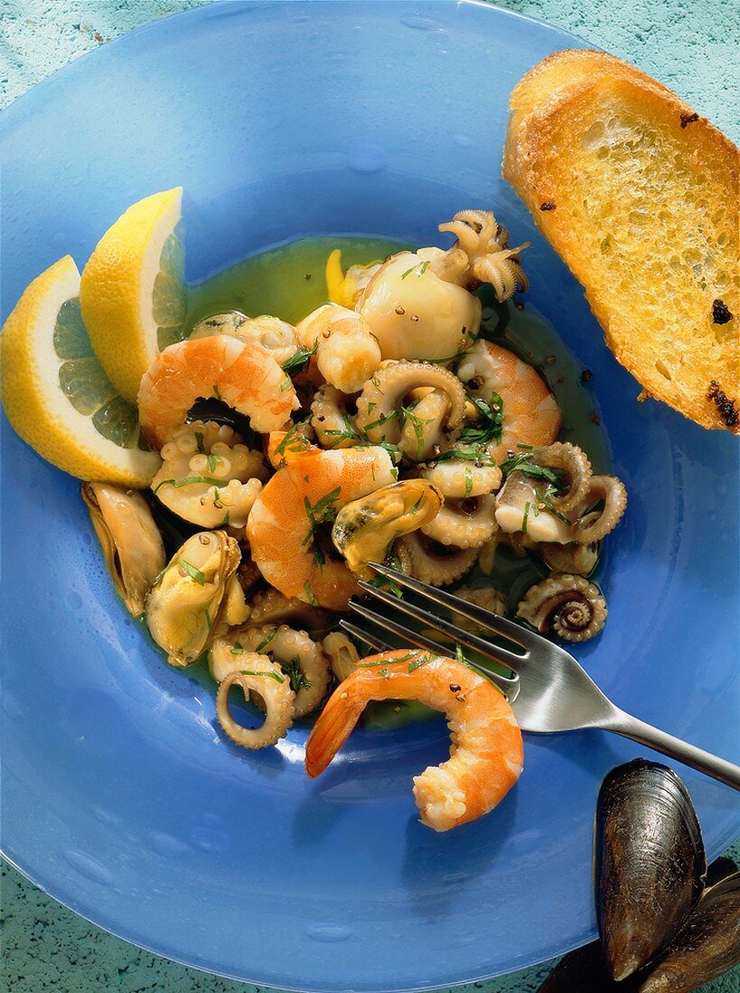 Insalata di mare alla livornese (seafood salad, Italy)