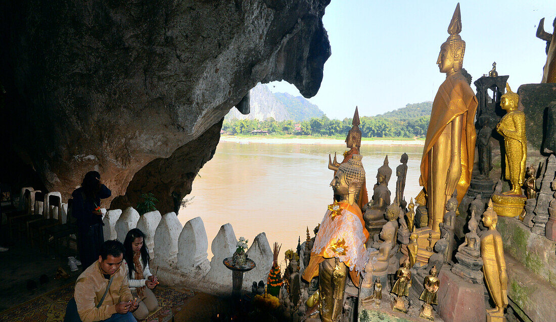 Tham Ting Cave at Mekong river near Luang Prabang, Laos, Asia