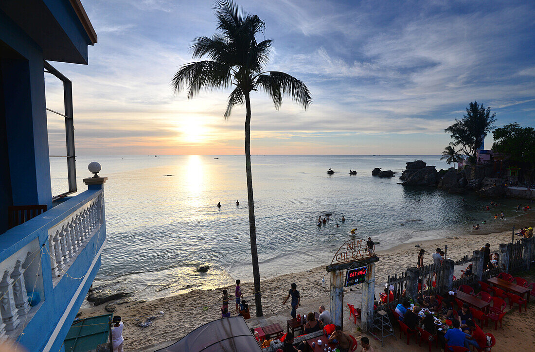 At the beach of Duong Dong at sunset on the island of Phu Quoc, Vietnam, Asia