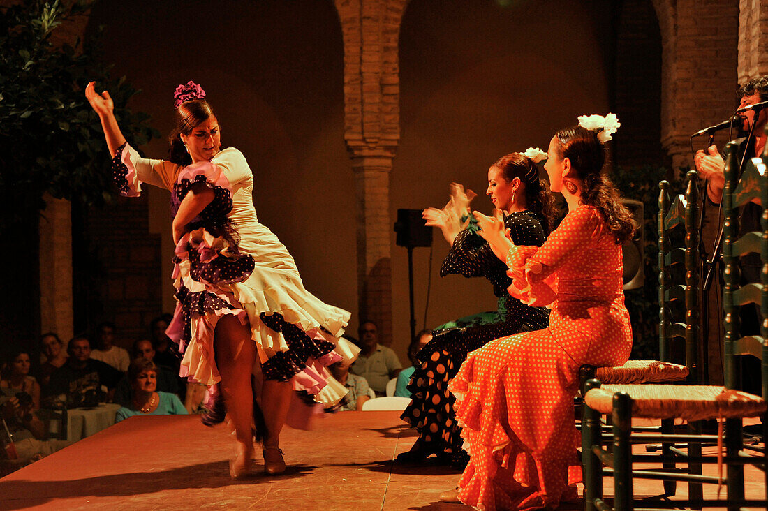 Flamenco show in the Palacio Episcopal de Cordoba next to the Mezquita in the evening, Cordoba, Andalusia, Spain