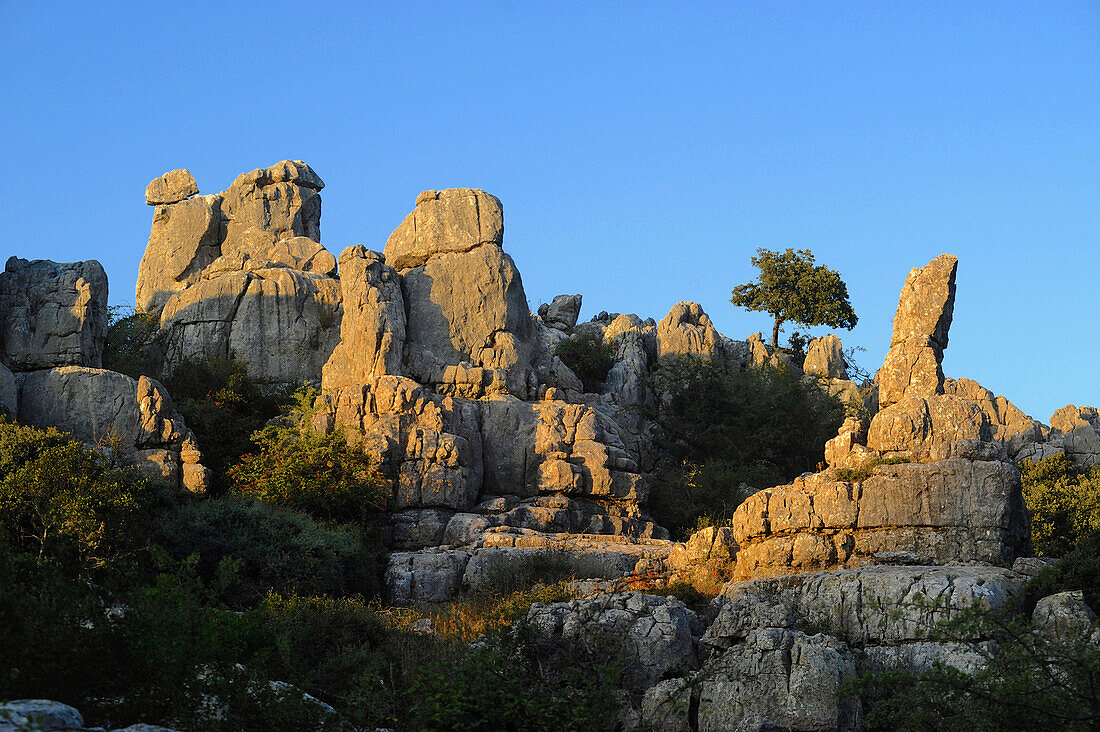Fantstic rock formations in the Torcal de Antequera, Malaga Province, Andalusia, Spain
