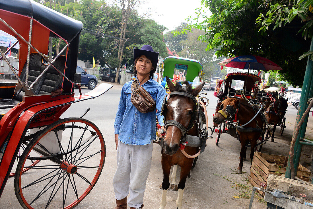 Pferdekutschen in Lampang, Nord-Thailand, Thailand