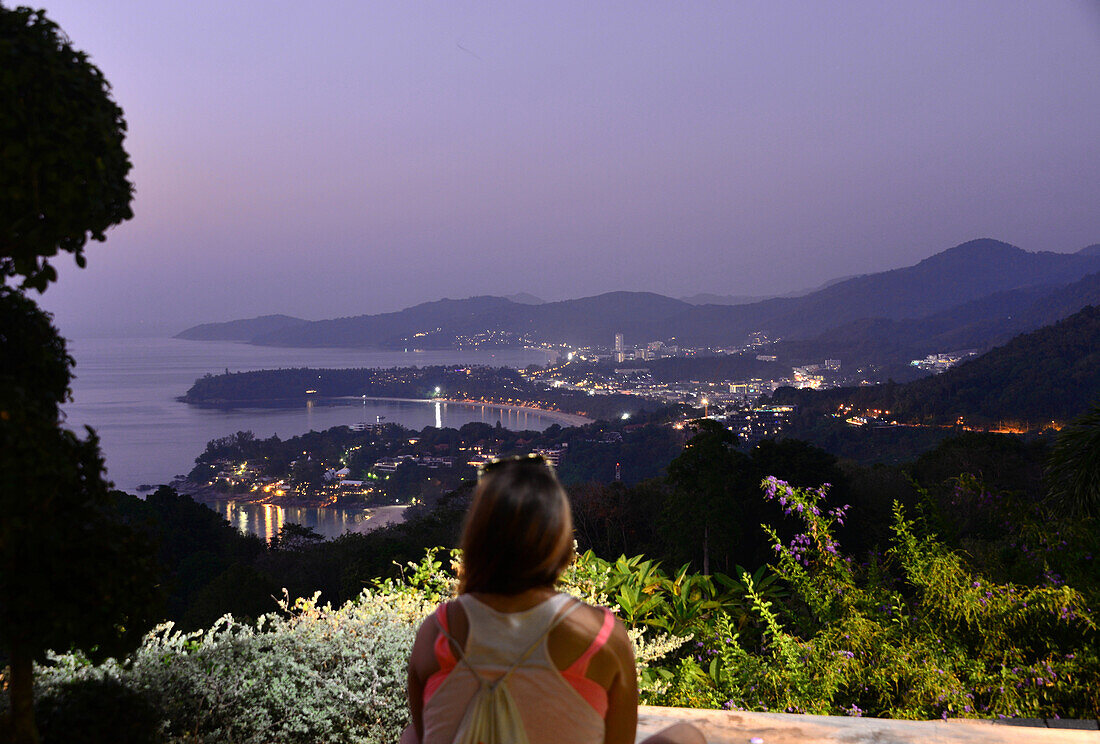 Viewpoint, view to the big beaches, Kata-Karon-Patong, Island Phuket, South-Thailand, Thailand, Asia