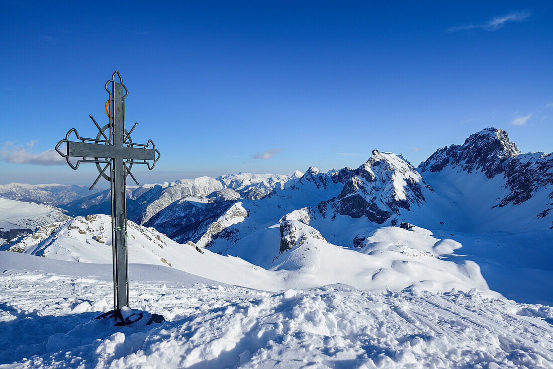 Blick auf Aiguille Jean Coste, vom Monte Soubeyran, Valle Maira, Cottische Alpen, Piemont, Italien