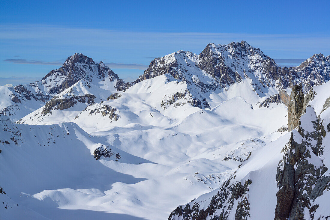 View to La Meyna and Monte Sautron, Colle d'Enchiausa, Valle Maira, Cottian Alps, Piedmont, Italy