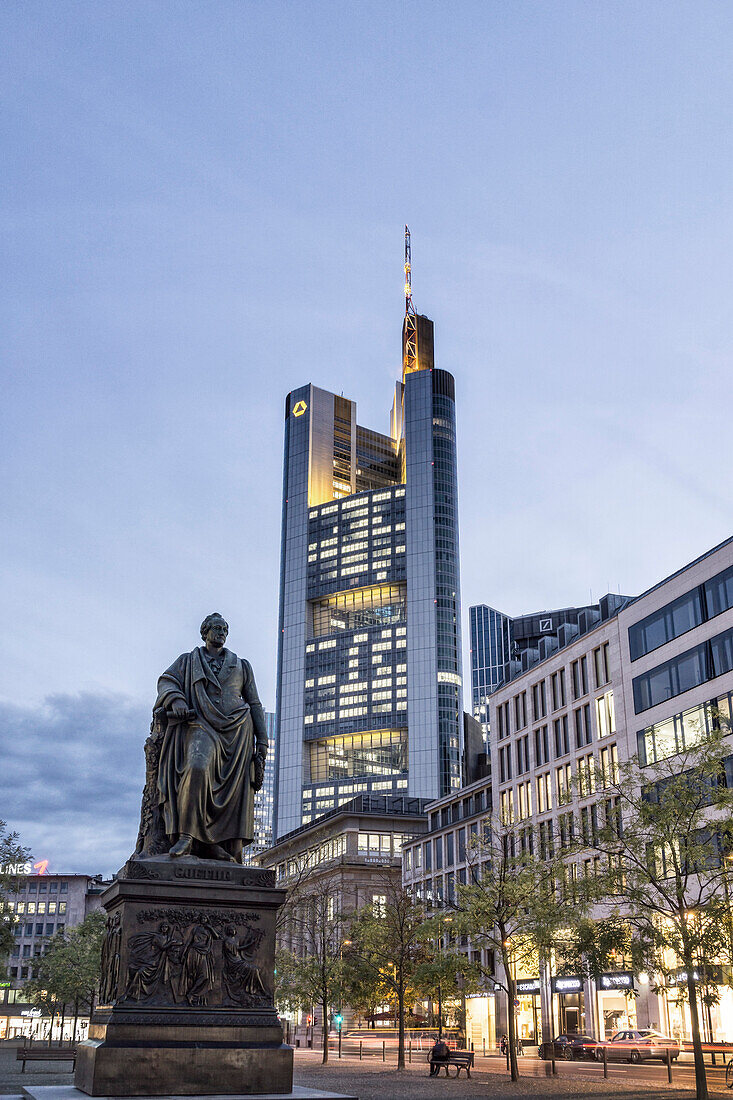 Skyline of Frankfurt at Hauptwache, Financial District, Frankfurt, Germany