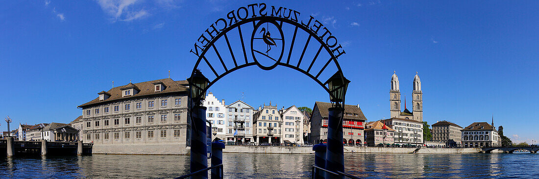 Hotel Storchen Pier, River Limmat, Panorama, Zurich