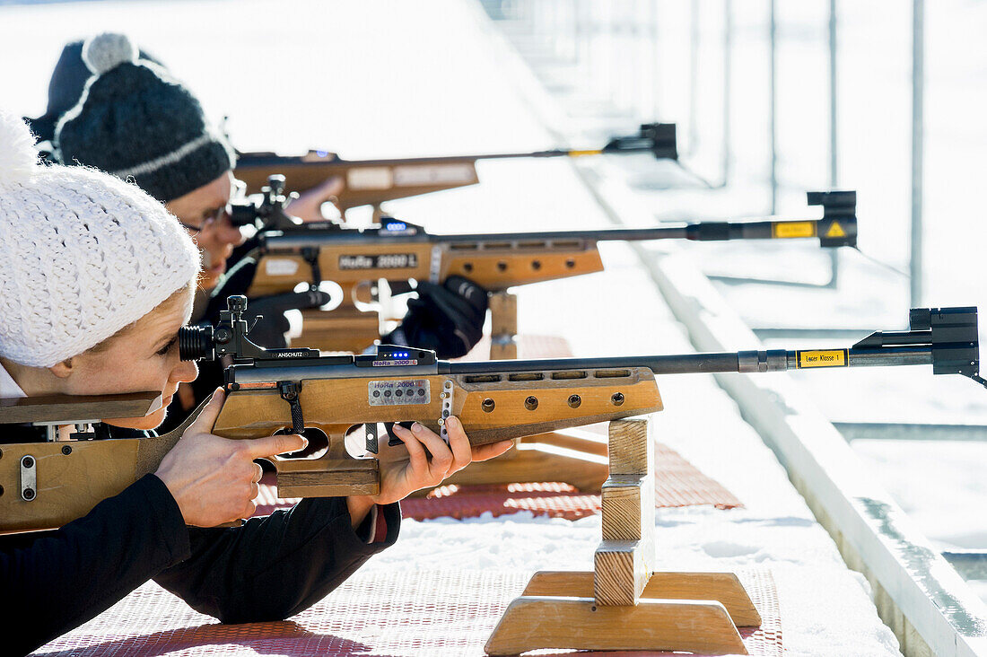 biathlon workshop, Schauinsland, near Freiburg im Breisgau, Black Forest, Baden-Wuerttemberg, Germany