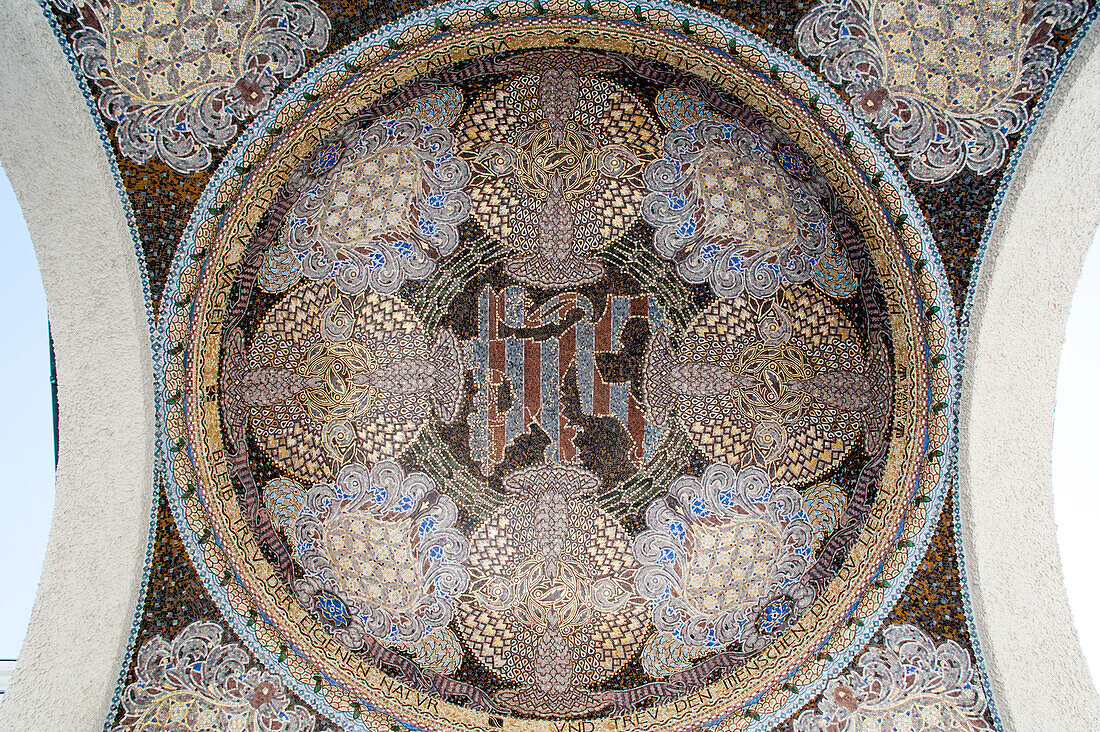 Art nouveau mosaic, Mathildenhoehe, Darmstadt, Hesse, Germany