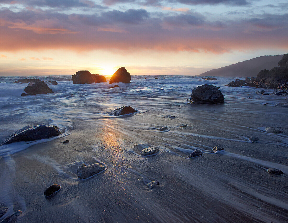 Kirk Creek Beach at sunset, Big Sur, California