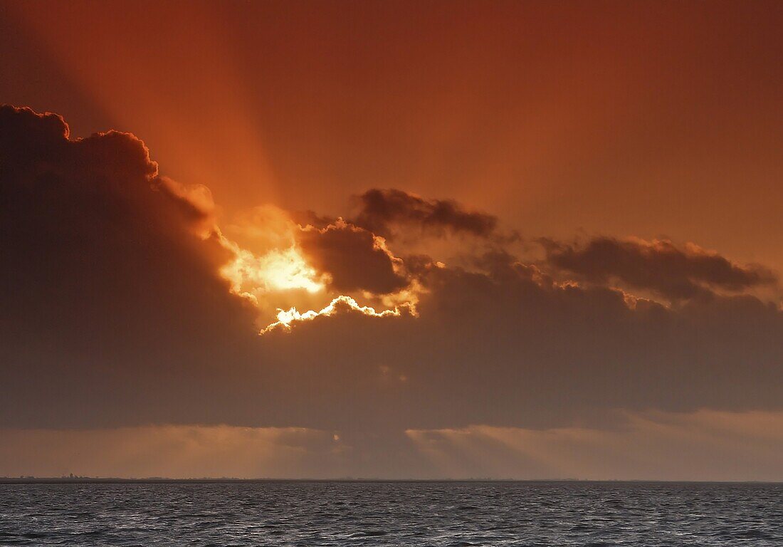 Sunset over the Wadden Sea, Ezumakeeg, Netherlands