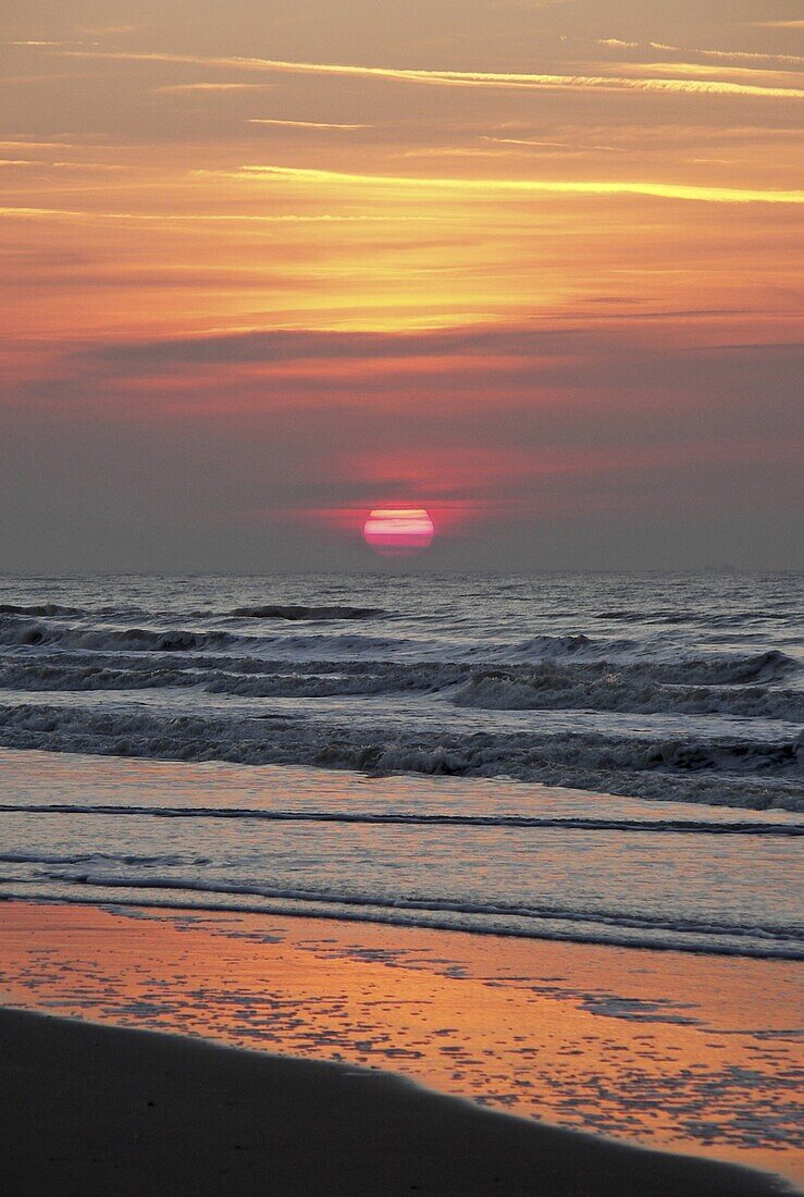 Sunset over the beach near  Wassenaar, Netherlands