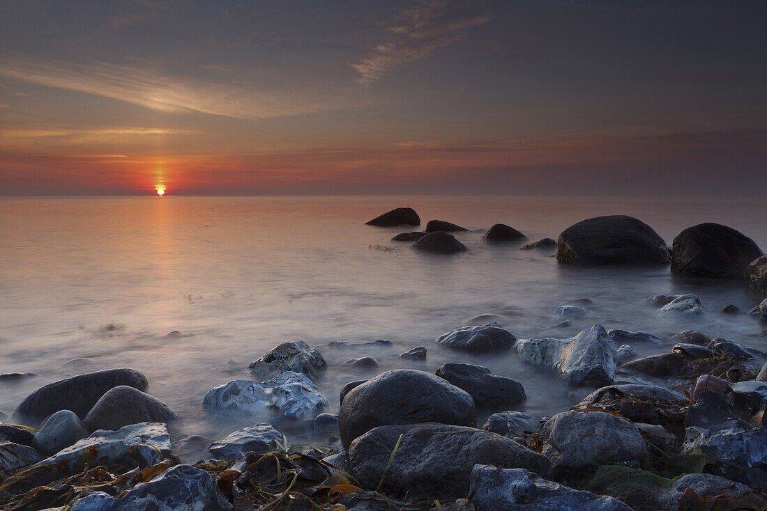 Sunrise over sea shore, Nyborg, Denmark