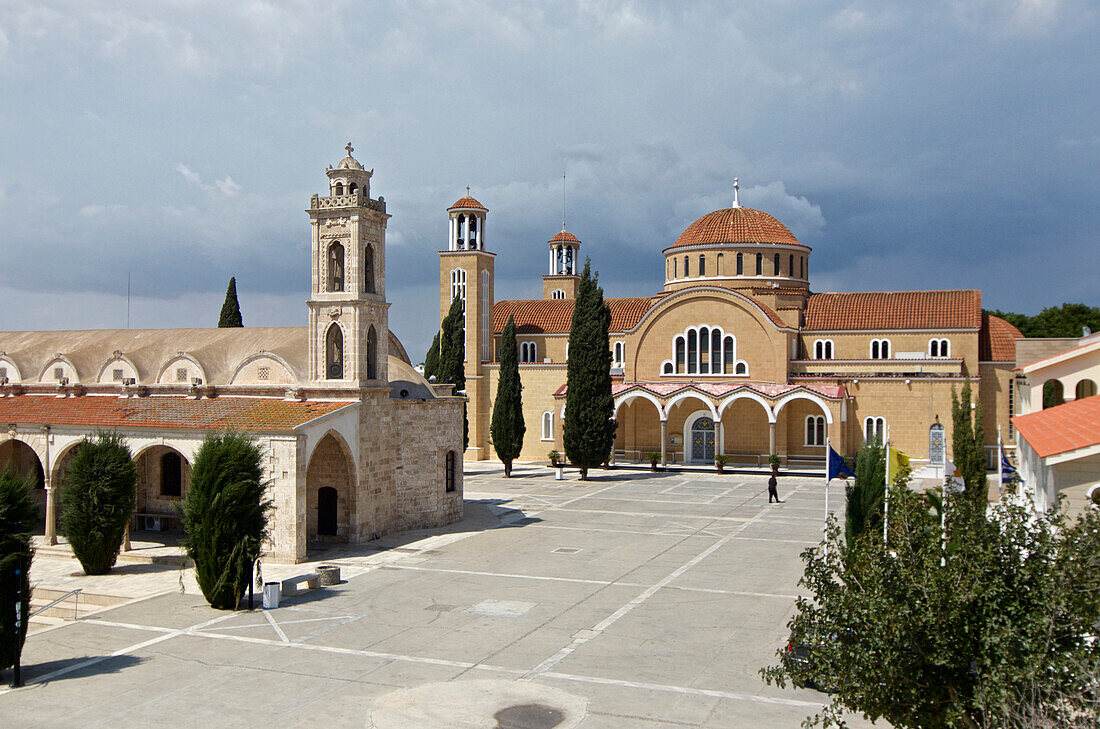 Church square at Paralimni near Ayia Napa northeast of Larnaca, Larnaca District, Cyprus