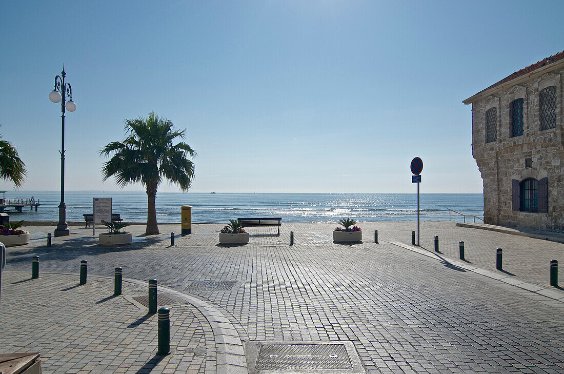 Beach promenade at the Larnaca Fort, Larnaca District, Cyprus