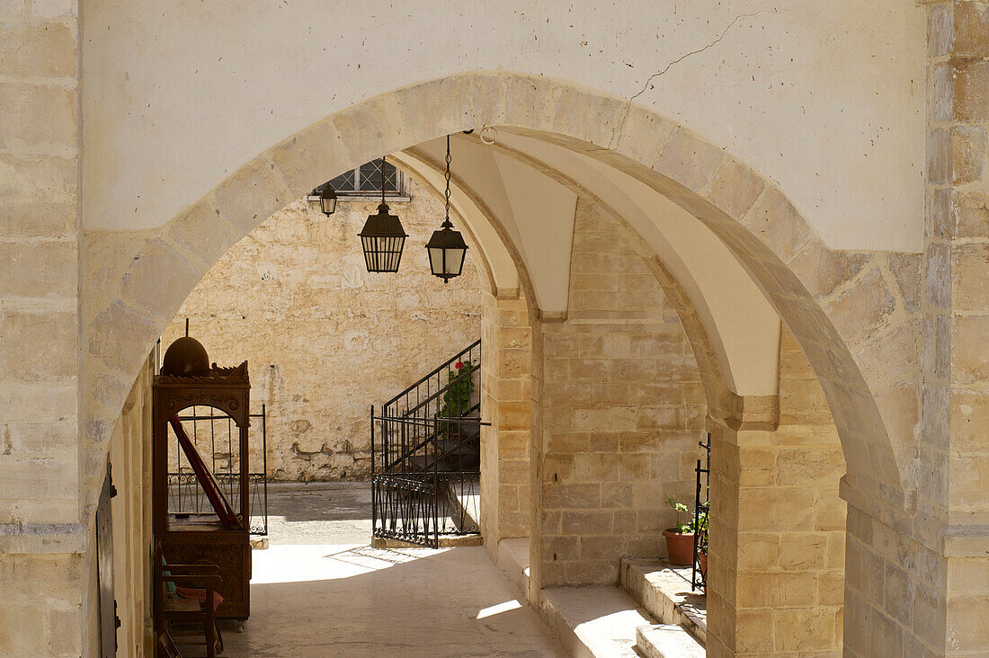 Cloister in the Timios Stavros Monastery in Odomos, Cyprus
